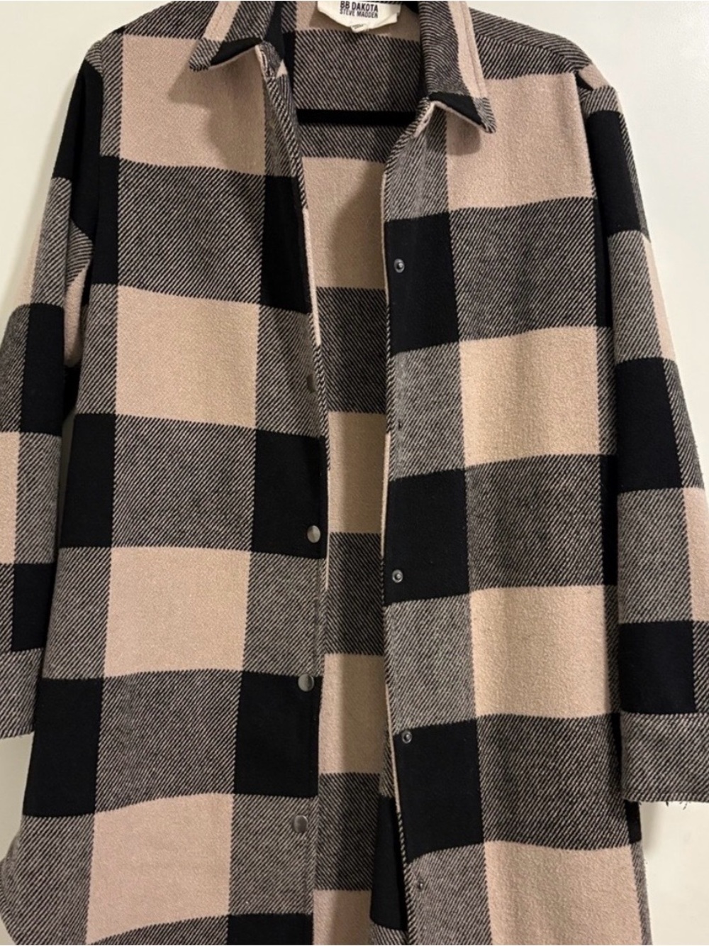 BB Dakota Black & Beige Buffalo Check Trench Shacket
